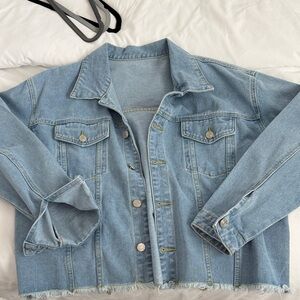 Casual Light Blue Denim Jacket XXL